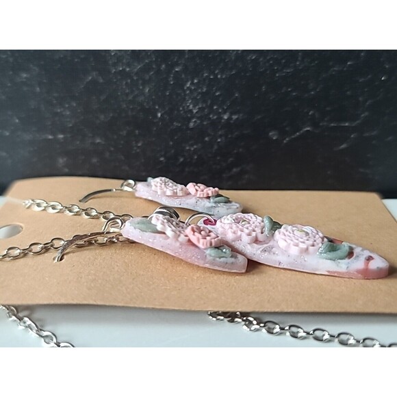 Multicolored Floral Polymer Clay Jewelry Set, NEW - Picture 4 of 10